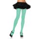 Nylon Striped Tights | Green and White