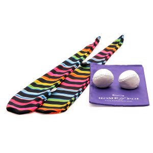 Pair of Striped Foxy Sock Poi with Sand Bags