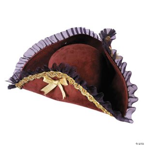 Brown Pirate Hat with Gold Trim