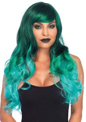 Ombré Long Wavy Wig Green