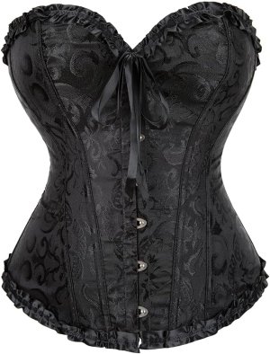 Black Paisley Corset | Plus 1X