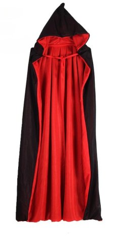 Red and Black Double Layer Hooded Cape