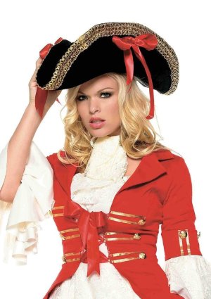 Black Pirate Hat with Red Bows