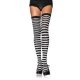 Nylon Striped Thigh Highs | Black and White