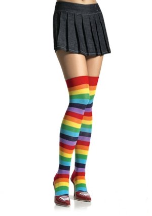 Rainbow Striped Thigh Highs