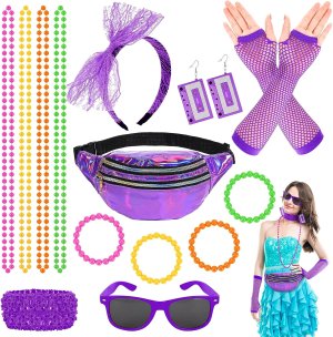 80\'s Neon Accessory Kit | Neon Purple