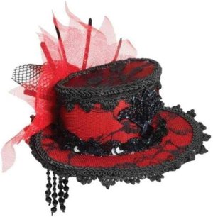 Mini Lace Hat | Red and Black