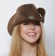 Brown LeatherLike Cowhand Hat