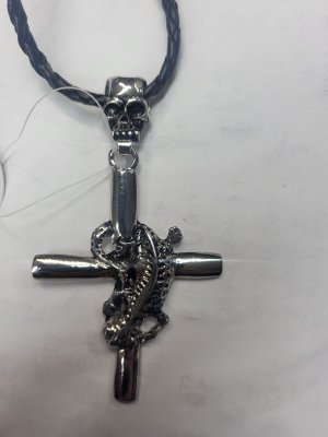 Lizard Skull Cross Necklace