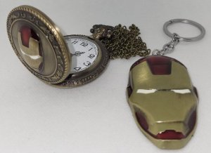 Marvel Iron Man Pocket Watch and Key Chain