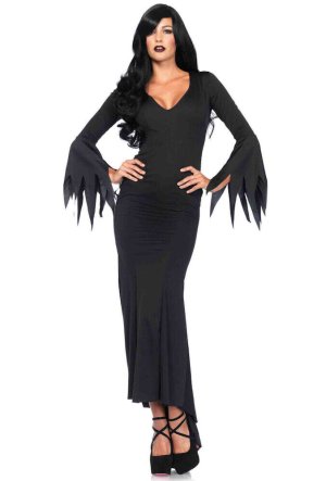 Long Gothic Black Dress Large