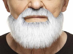 Short Beard Moustache Set | White and Grey