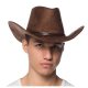 Brown LeatherLike Cowboy Hat