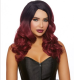 Long, Wavy Ombré Wig Black/Burgundy