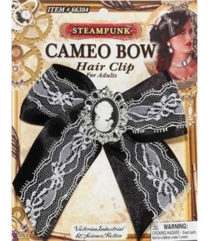 Steampunk Cameo Bow Hair Clip