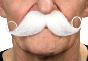 Curled Dapper Moustache | White