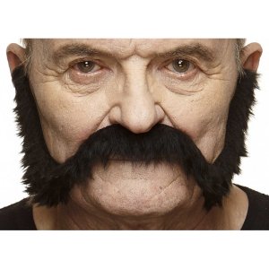 Moustache with attached Sideburns | Black