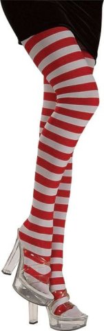 Striped Tights Red and White One Size