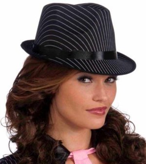 Roaring 20\'s Ladies Black Pin Striped Fedora