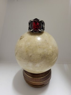Twin Talons with Red Gem Ring | Size 10