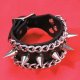 Leather Bracelet with row of Steel Spikes