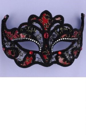 Lace Black and Red Masquerade Mask