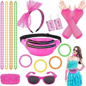 80\'s Neon Accessory Kit | Neon Pink