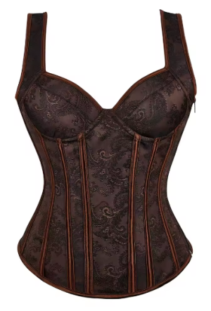 Brown Paisley Corset | Plus 4X