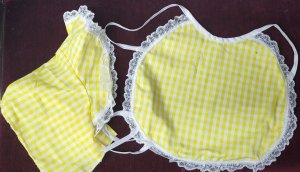 Yellow Plaid Baby Bonet and Bib