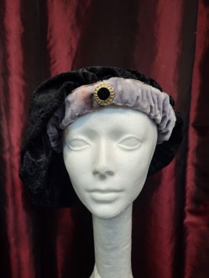 Black Renaissance Hat with Gem