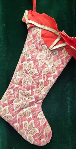 Christmas Stocking with Glitter Lace | Red
