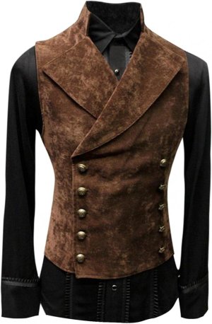 Brown Double Breasted Vest | Medium